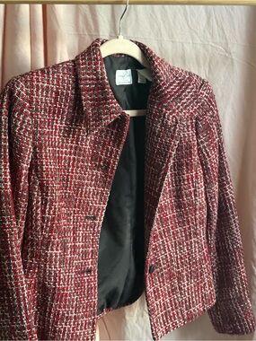 Liz Claiborne Red Tweed Blazer Jacket